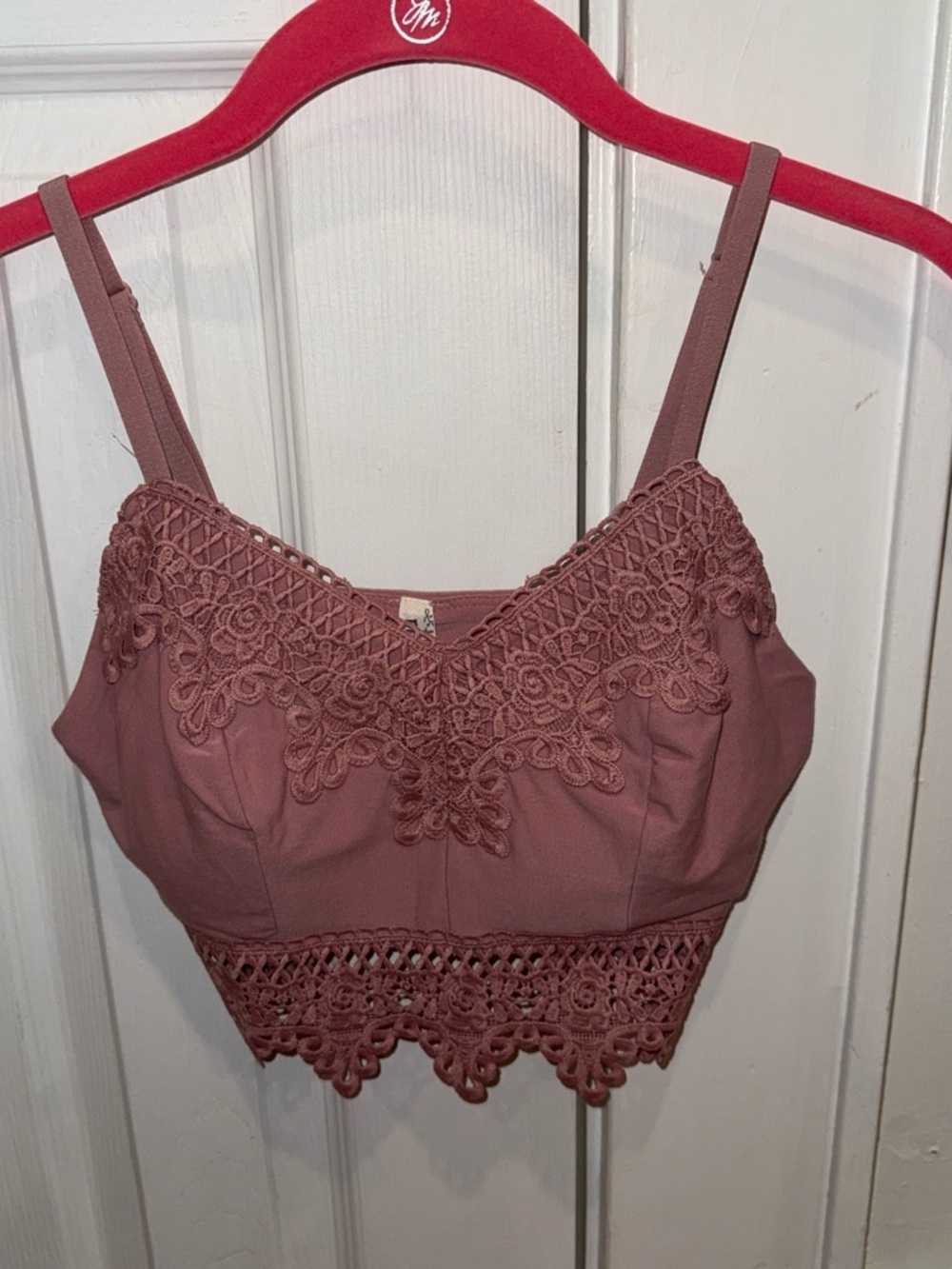 Mudd Mauve Lace-Trim Cropped Cami